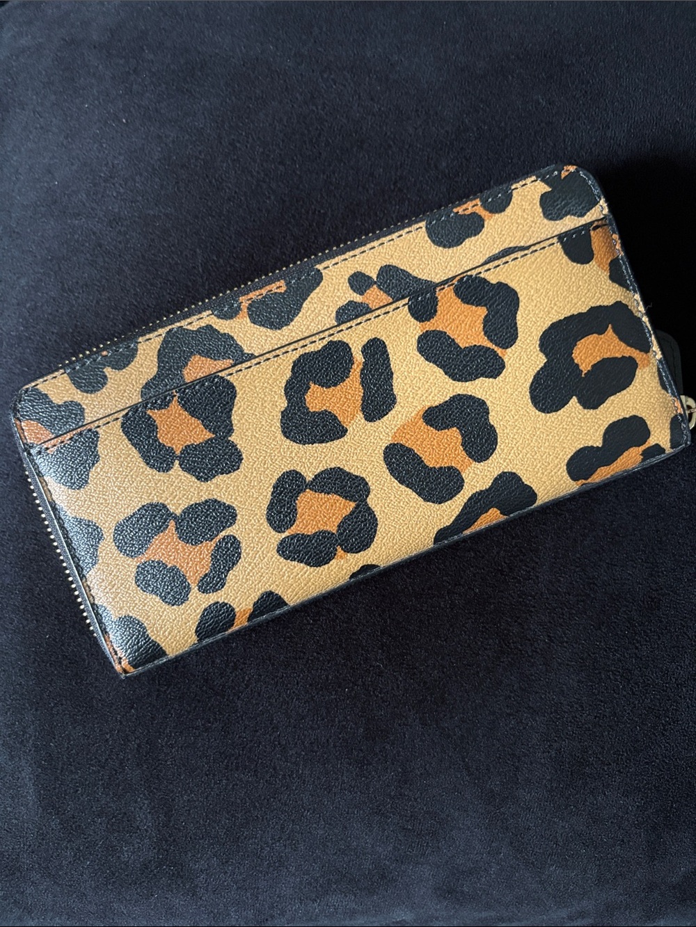 Coach Leopard Print Zip Long Wallet - Brown/Black - Picture 2 of 6